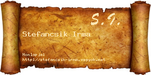 Stefancsik Irma névjegykártya